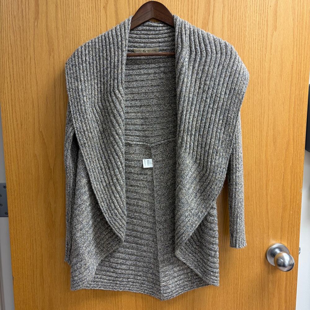 Simply Natural Alpaca Blend Open Front Shawl Collar Cardigan Earthy Cabincore M